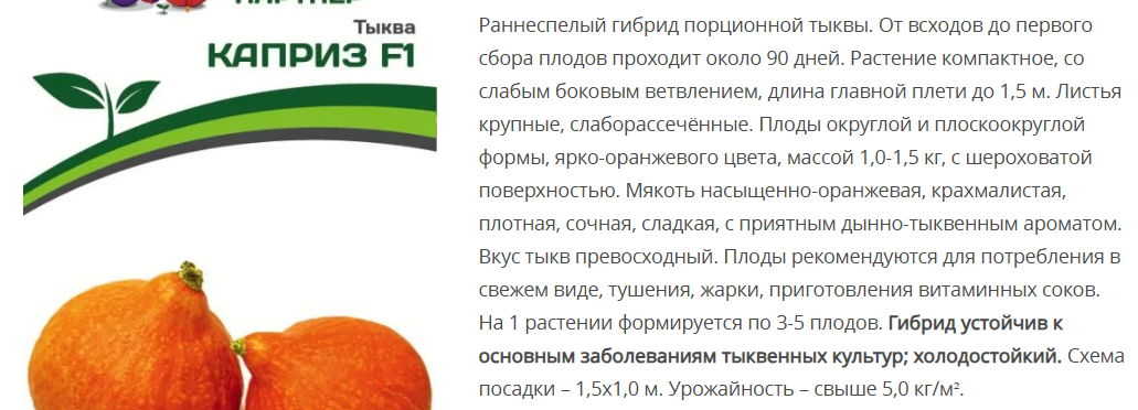 Тыква Каприз F1  ( 1 упаковка - 5 шт.)