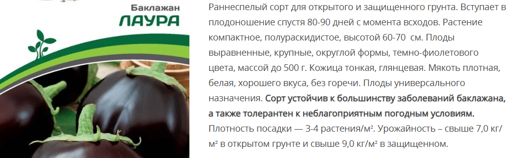 Баклажан Лаура ( 1 упаковка- 0,05г.)