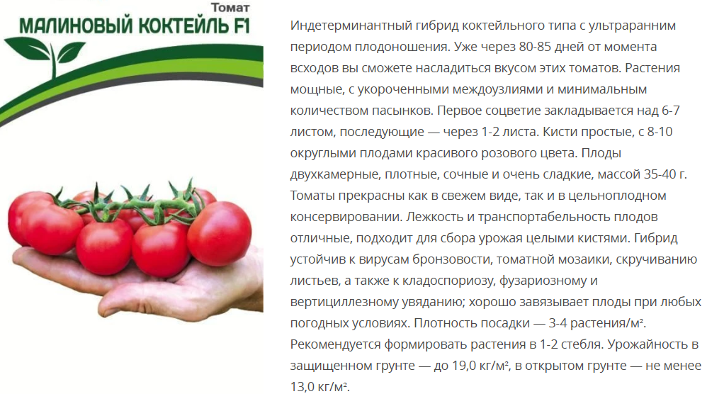 Томат Малиновый Коктейль F1 (1 упаковка - 5шт)