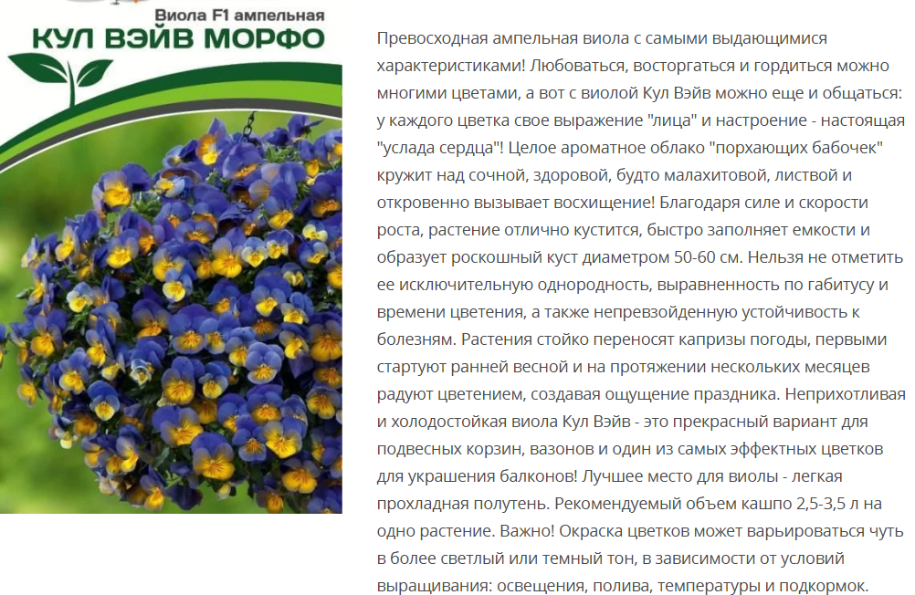 Виола ампельная Кул Вэйв Морфо F1  (5шт)