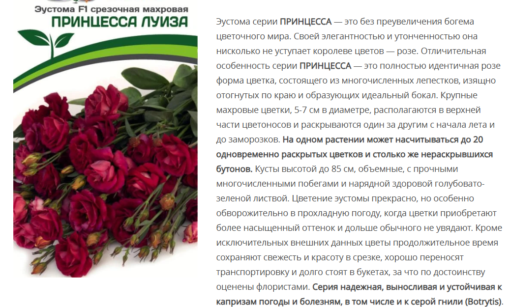 Эустома F1 срезочная махровая Принцесса Луиза красная  (5шт в амп)