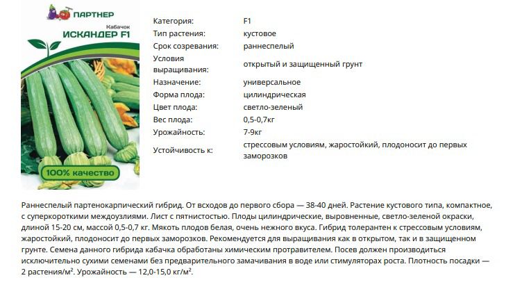 Кабачок Искандер F1 (  1 упаковка - 5 шт.)