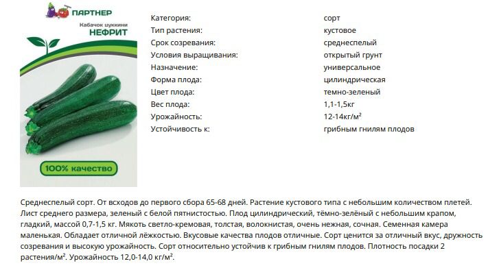 Кабачок цукини Нефрит ( 1 упаковка -10 шт.)