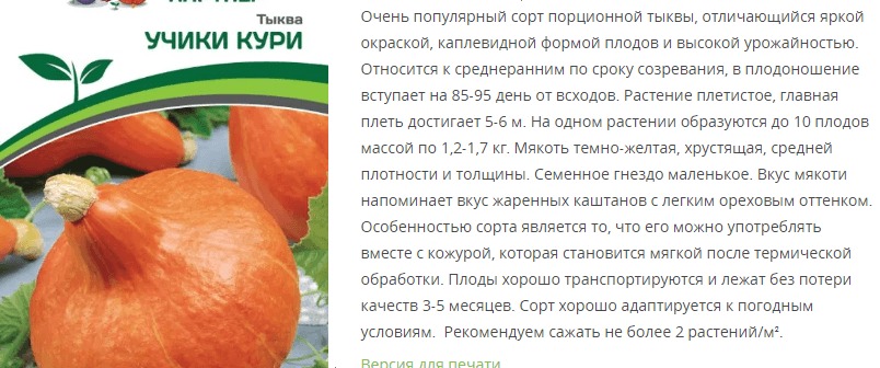 Тыква Учики Кури (1 упаковка - 10 шт.)