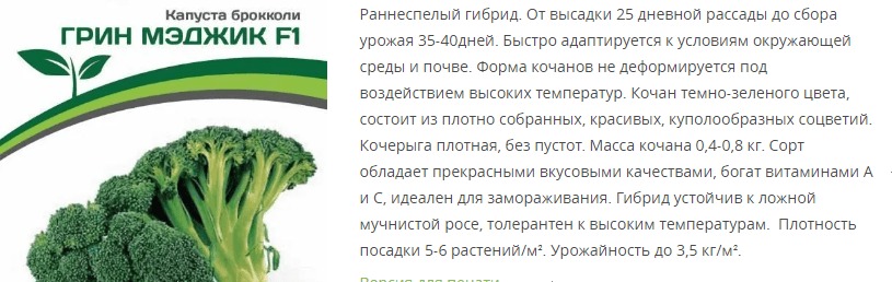 Капуста брокколи Грин Мэджик F1 (1 упаковка - 10шт.)