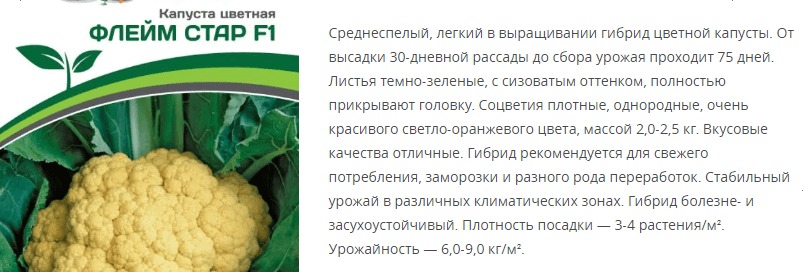 Капуста цветная Флейм Стар F1 (1 упаковка - 10 шт.)