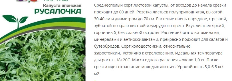 Капуста японская Русалочка (1 упаковка - 1 гр.)