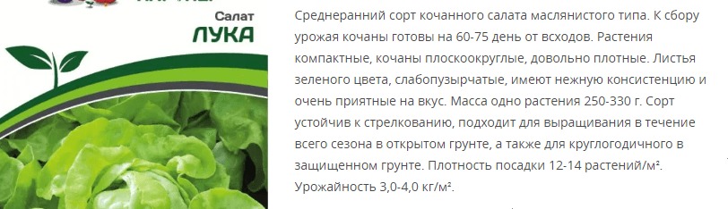 Салат кочанный Лука (1 упаковка - 1 гр)