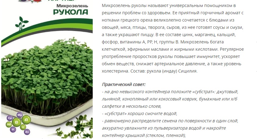 Микрозелень Рукола (1 упаковка - 5 гр.)