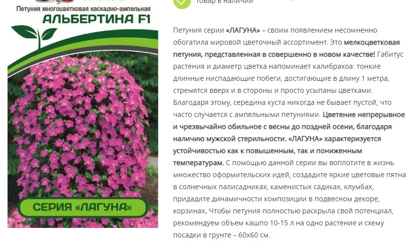 Петуния  "Лагуна" Альбертина F1 каскадно-ампельная нежно-розовая (1 упаковка - 5 шт.)