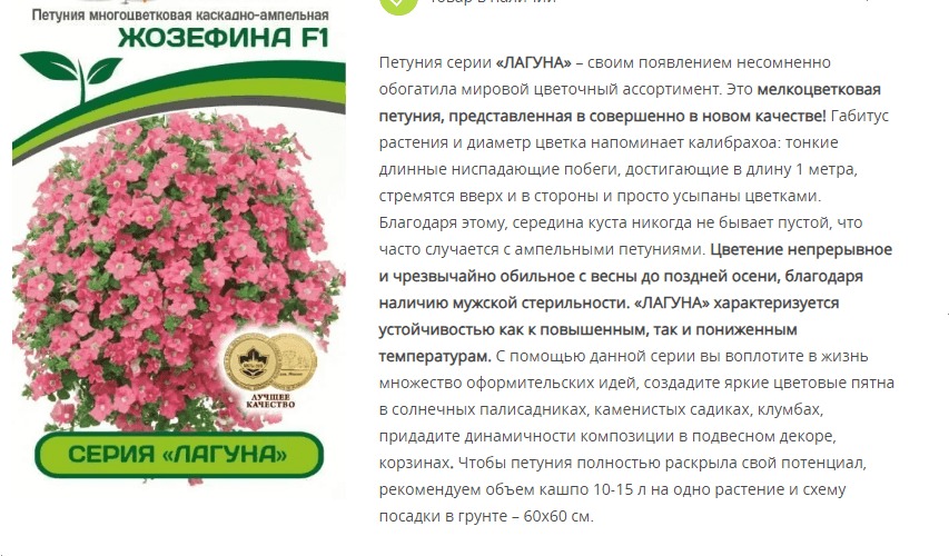 Петуния  "Лагуна" Жозефина F1 каскадно-ампельная (1 упаковка - 5 шт.)